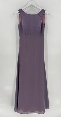 Michaelangelo Vintage Dress Womens 6 Purple Empire Waist V Cut Floral Sleeveless